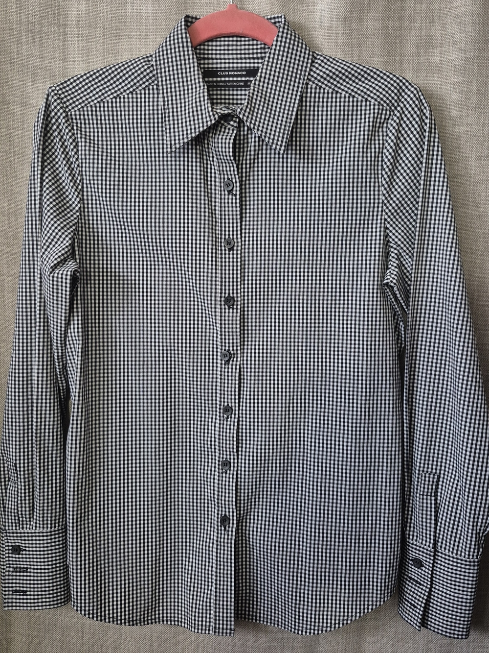 Club Monaco Black and White Gingham Dress Shirt